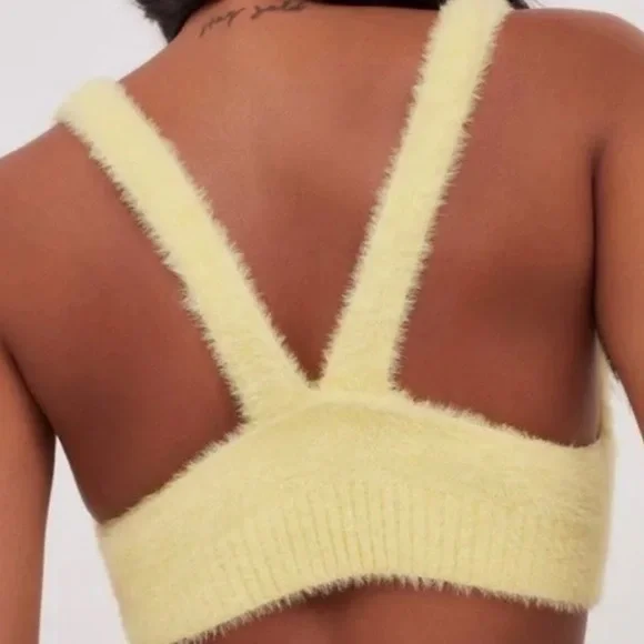 For Love & Lemons Fuzzy Devon Tank Crop Yellow L - Picture 3 of 3